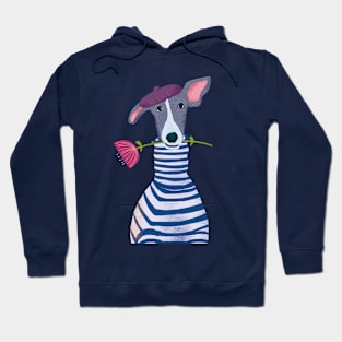 Oui Oui Whippet Art Drawing Hoodie